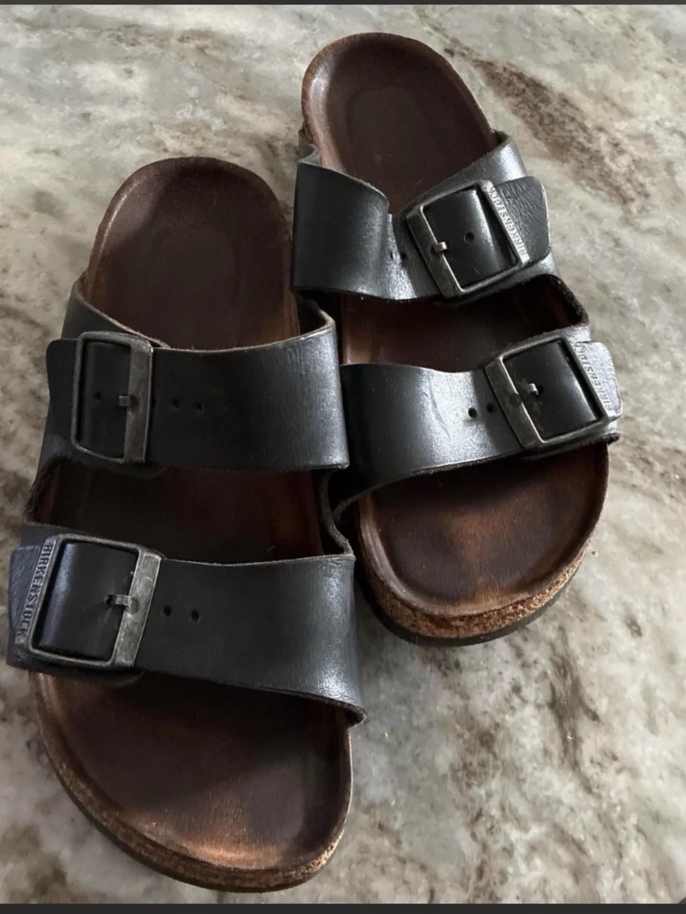 Birkenstock Men’s Dark Brown Double-Strap Leather Sandals